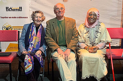 Philippa Gray, Michael Lind and Annie Martin at the Peace Centre 