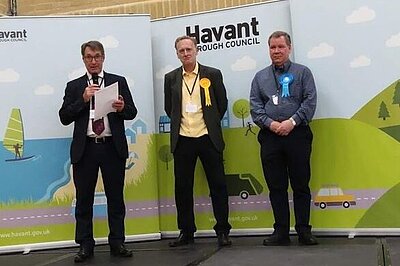 Returning Officer reading the results for Hayling west